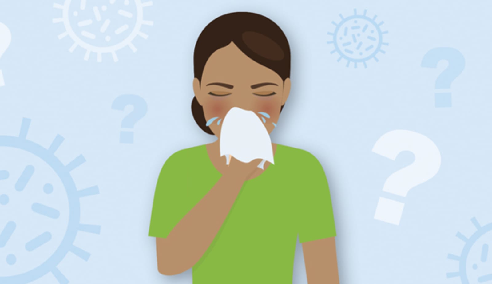 illustration of woman blowing her nose