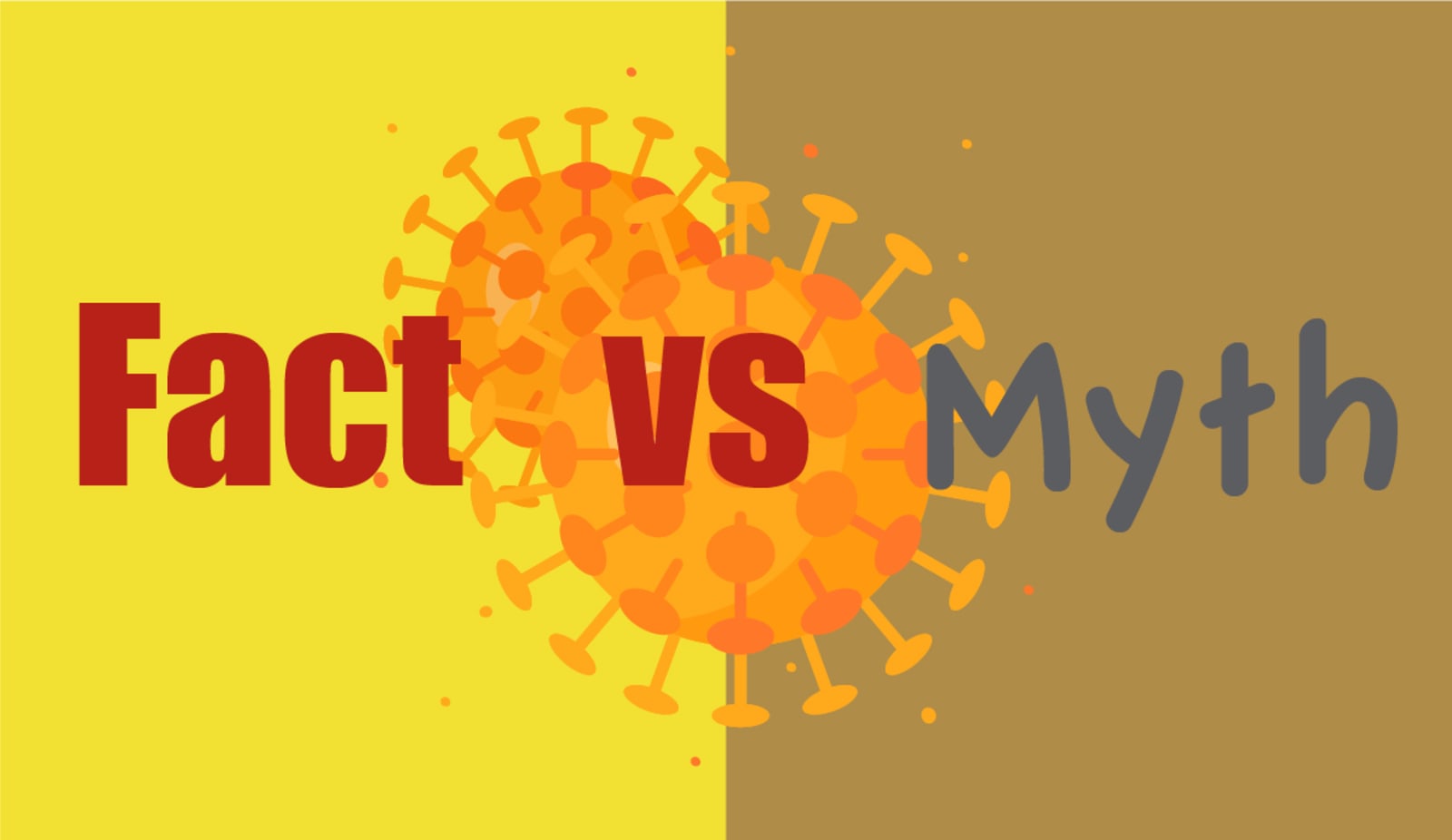 illustration of fact vs. myth with covid-19 virus