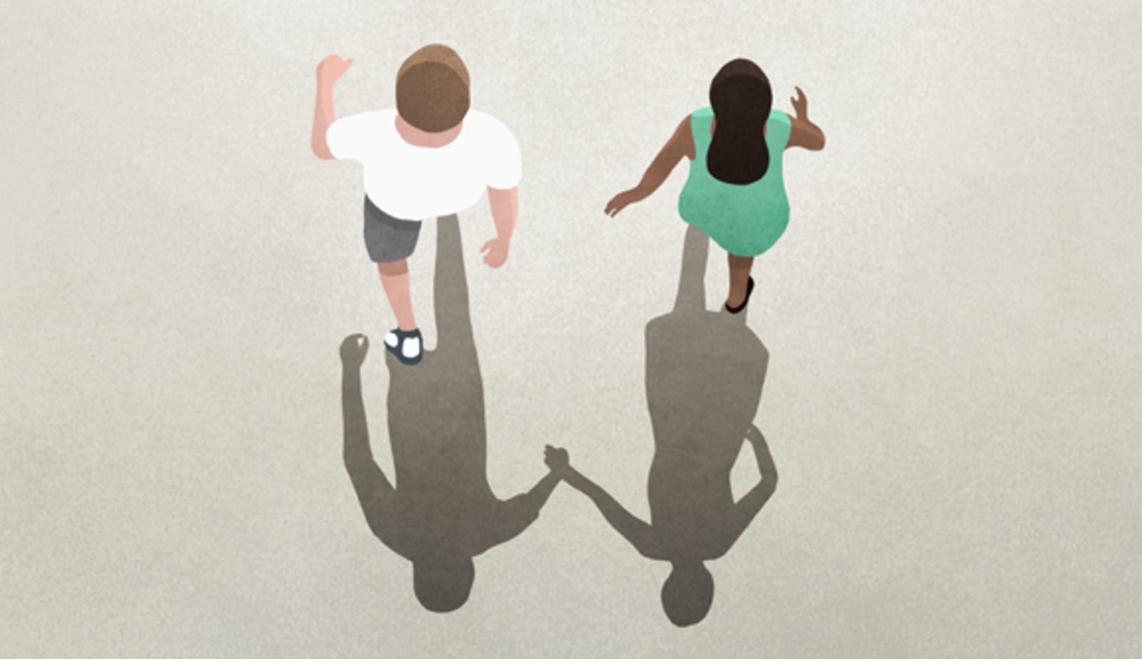 graphic of a male and female showing their shadows holding hands