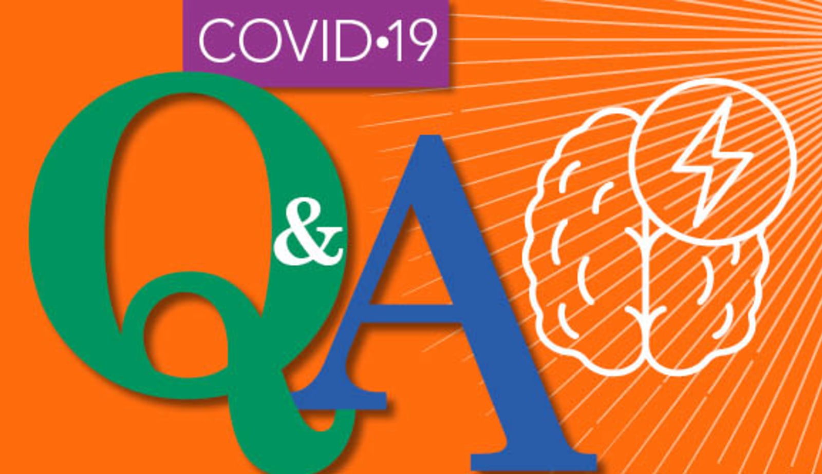Illustration of COVID-19 Q&A with brain outline