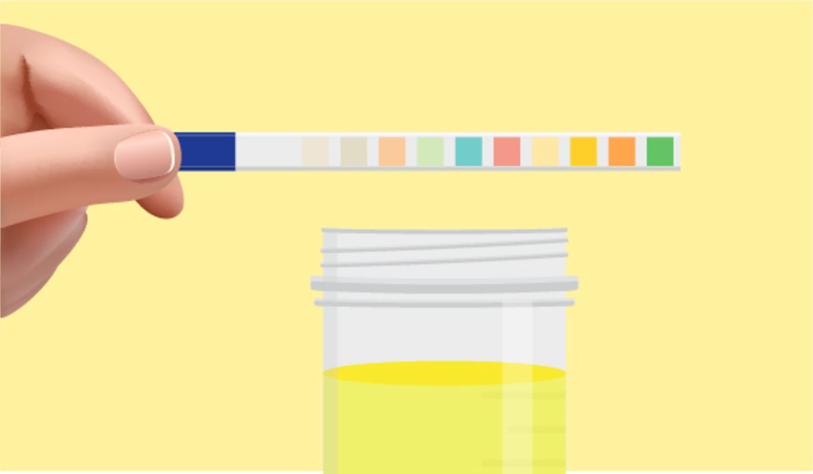 A dipstick measures urine coloring