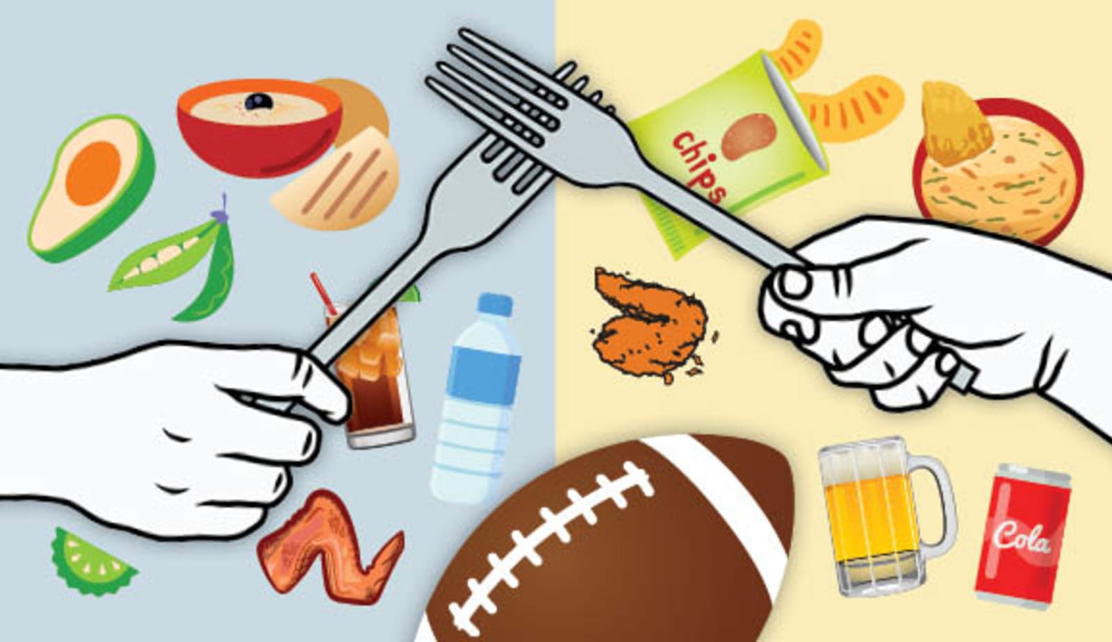 Graphic of healthy Super Bowl snack swaps