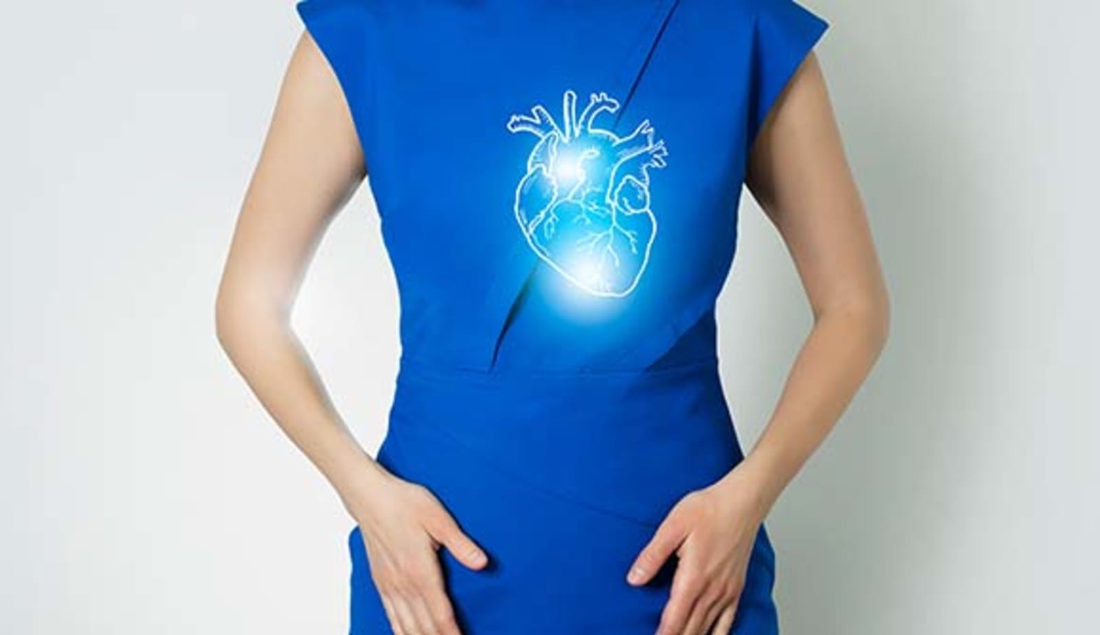 A woman with a graphic representation of a heart