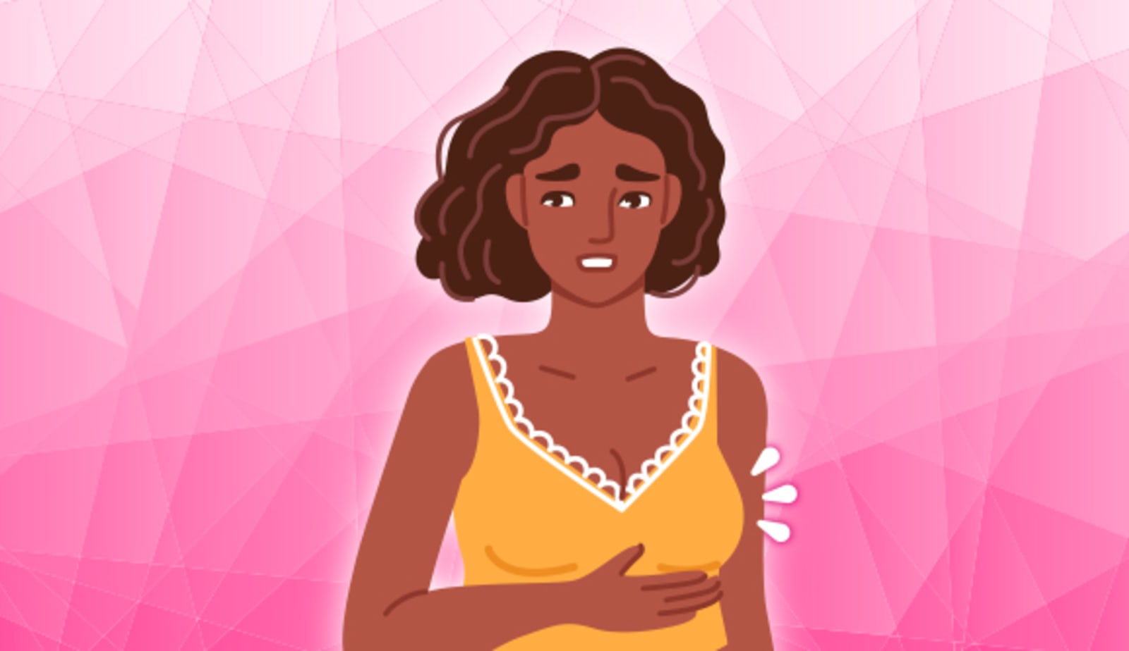 a woman showing signs of breast pain