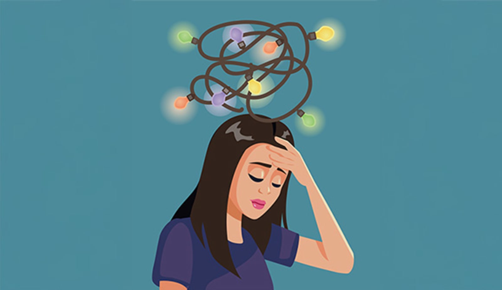 Graphic representation of a woman dealing with holiday stress.