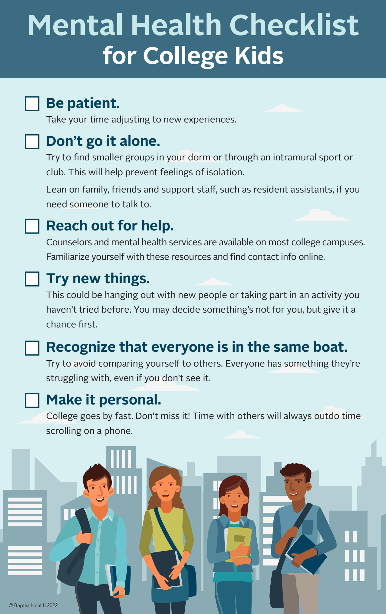 Mental health checklist for college kids