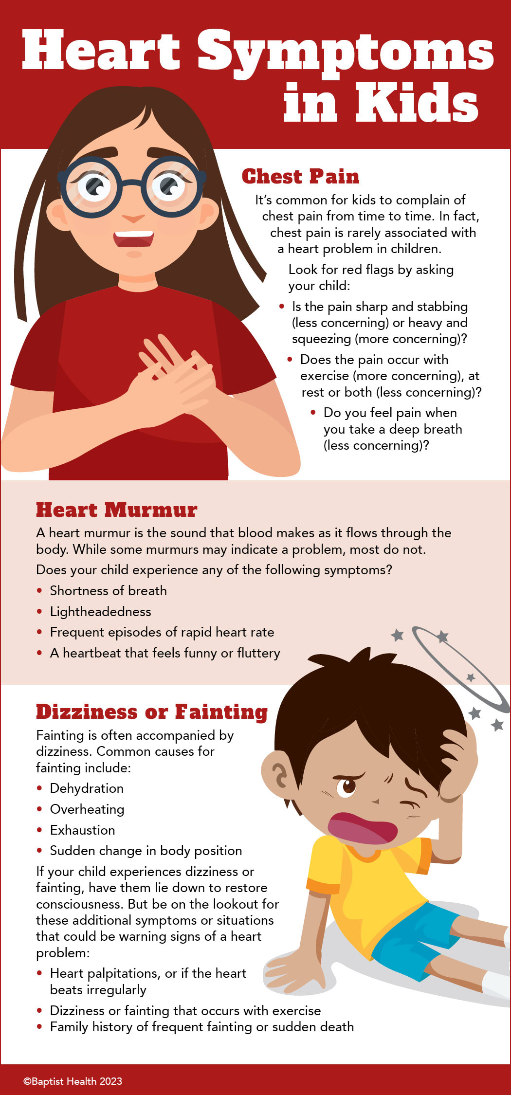 infographic of heart symptoms in kids