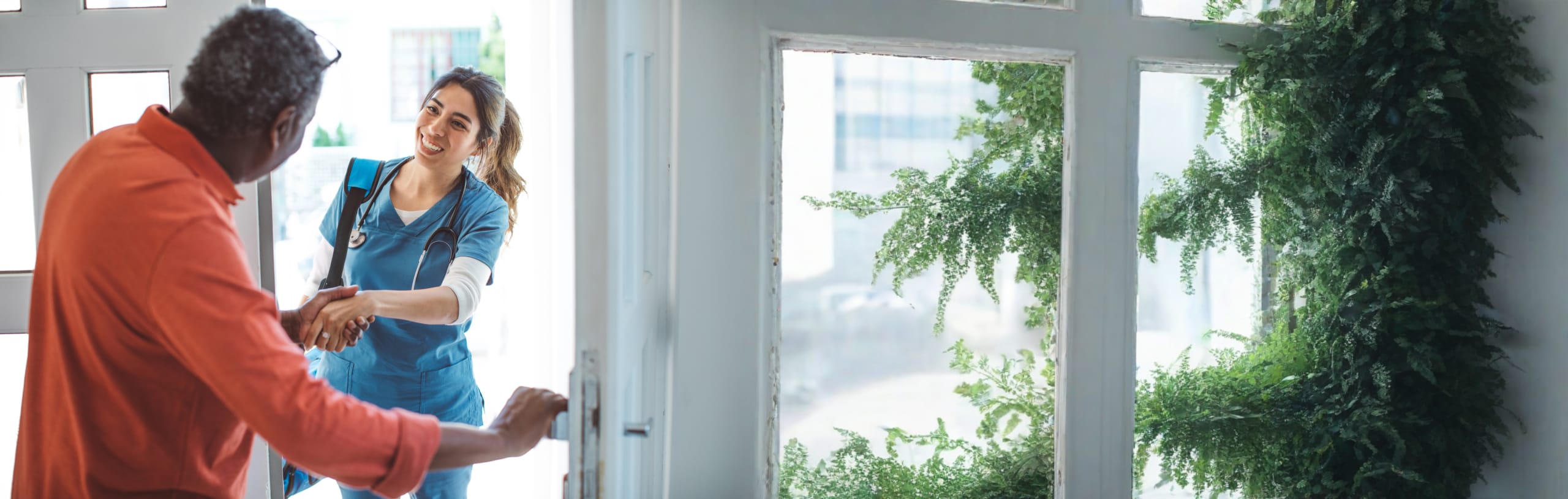 Patient welcoming at-home care provider