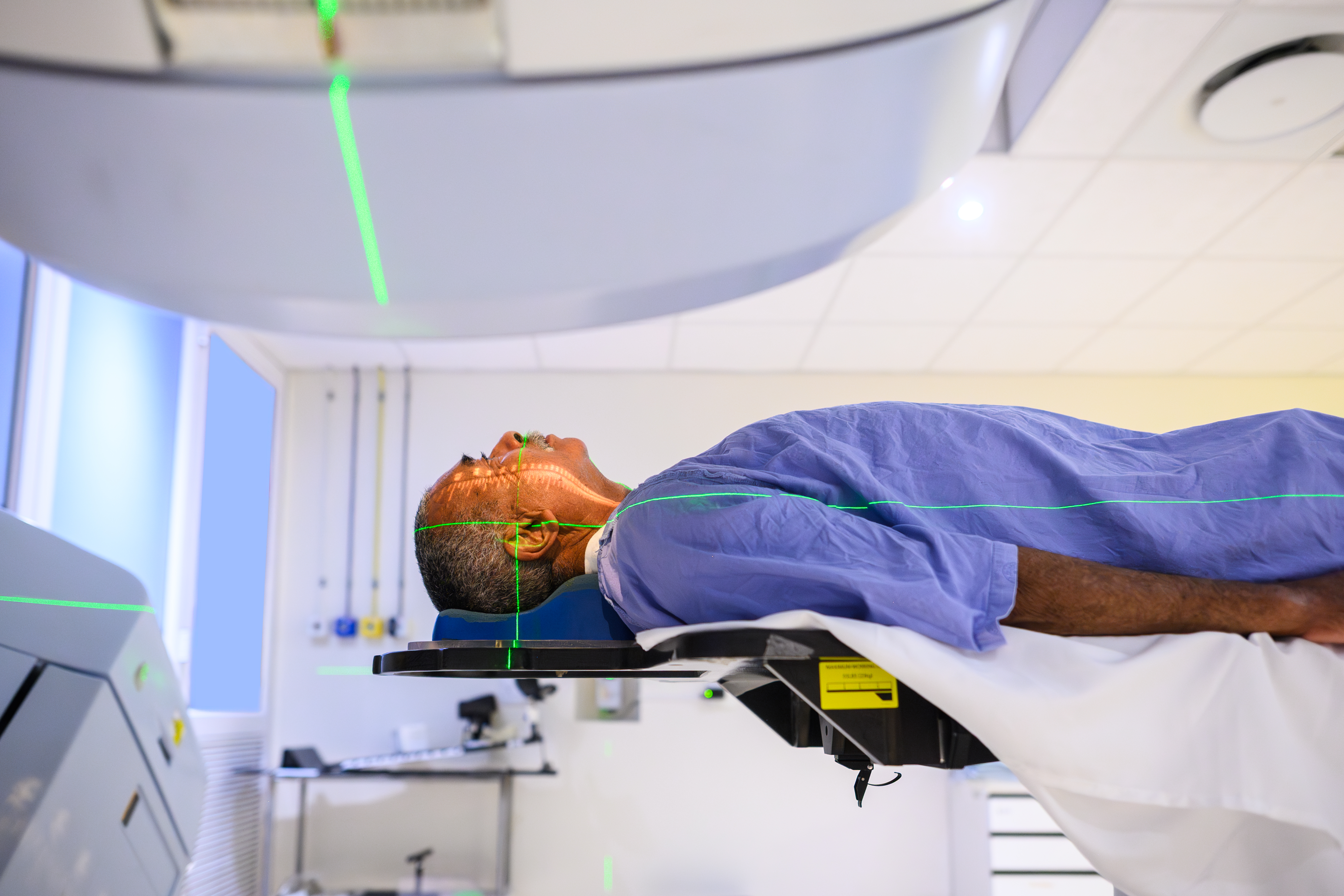 A patient receiving radiation therapy